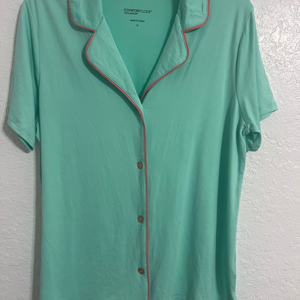 NWT Comfort Code  Women's S Knit Notch Collar Pajama Top Green Size M #184